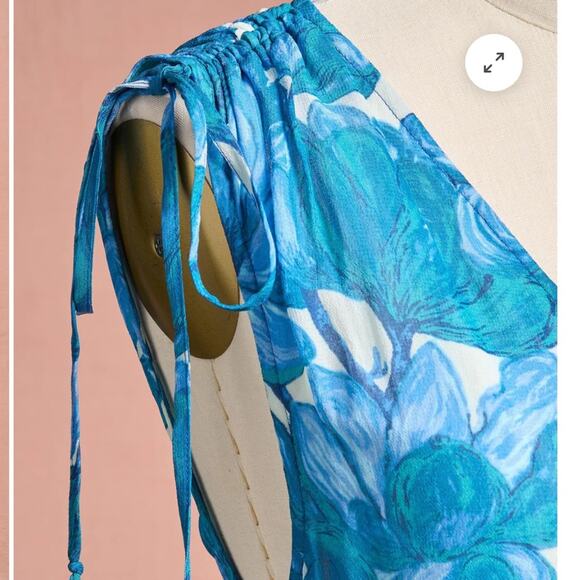 NEW Sundance periwinkle floral Maren Meadow sleeveless tiered dress - Picture 2 of 15